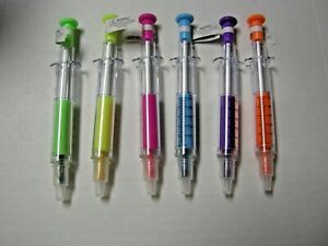 Syringe Highlighter &amp; Writing Pen By Toy Network, 12 Pieces, Brand New