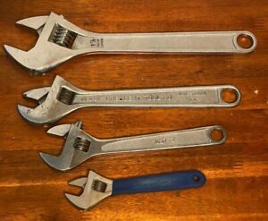 Vintage Craftsman Adjustable Wrench Set of 4pcs 6&#034;,8&#034; ,10&#034;,12&#034; U.S.A.
