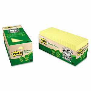 Sticky note Greener Notes 654R-24CP-CY Recycled Notes- 3 x 3- Canary Yellow- 24