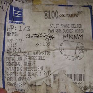 Emerson 8100  1/3-HP  blower motor 1725-RPM 115-V 1.35-SF