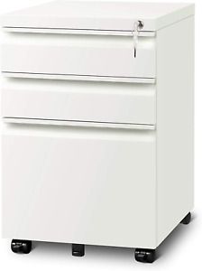 DEVAISE 3 Drawer Mobile File Cabinet with Lock, Fully Assembled except Casters,