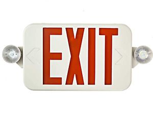 All LED Decorative Red Exit Sign &amp; Emergency Light Combo with Battery Backup