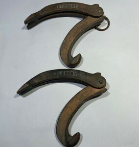 ELKHART 2 Cast Brass Folding Spanner Wrenches Firefighter Hydrant &amp; Jimmy Tools