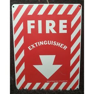 VINTAGE FIRE EXTINGUISHER ARROW OLD METAL TIN SIGN 12&#034; x 9&#034;