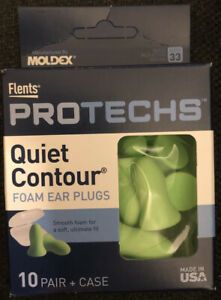 Flents Quiet Contour Soft Foam Ear Plugs, 10 Pair with Case, NRR 33