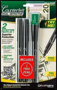 Dual Test The Original Smart Money Pen W UV LED Cap Counterfeit De 3 Pack Bonus