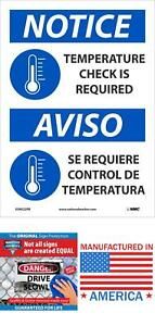 Nmc Esn522Pb Notice Temperature Check Is Required, Sign, English/Spanish, 14 X 1