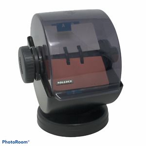 ROLODEX NSW-24C Black Swivel Rotary Card File Covered (Missing One Knob) USA