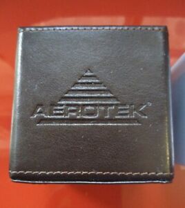 AEROTEK Dark Chocolate Brown Leather Post-it Note Holder 3-1/4 x 3-1/4 *NOB*