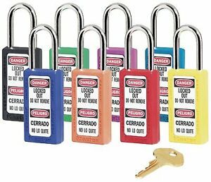 Master Lock 470-411RED 6 Pin Tumbler Padlock Keyed Different Safety Lock, 6