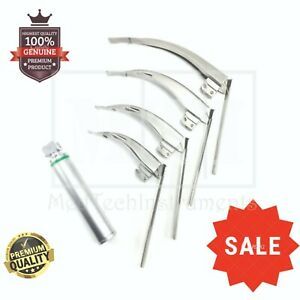 McCoy Flexi Tip Fiberoptic LED Laryngoscope Set Blade #2 #3 #4 Medium Handle