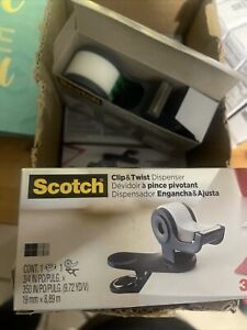3M Scotch Clip &amp; Twist Desktop Tape Dispenser Gray C19CLIP