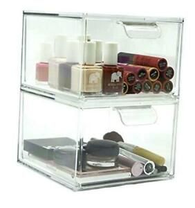 Stackable Kitchen and Bathroom Acrylic Drawer Organizer | Set of Two Drawers