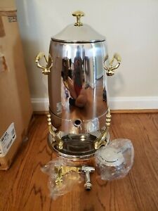 Vollrath 46193 Classic Brass Medium Coffee Urn 3 Gallon, Stainless Steel Windway