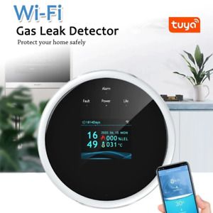 Tuya Smart Combustible Wifi Gas Leak Detector With Temperature Sensor LCD Displa
