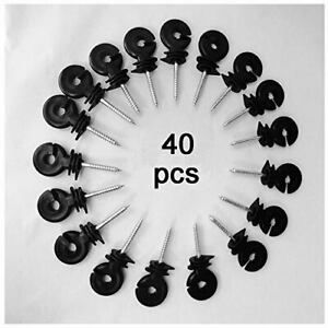 Pcs Black Electric Fence Insulators Screw-in Insulator Fence Ring Post Wood 40