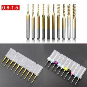 10* PCB End Mill Set HSS Flute Milling Cutter Router CNC Mill Drill Bit Tool New