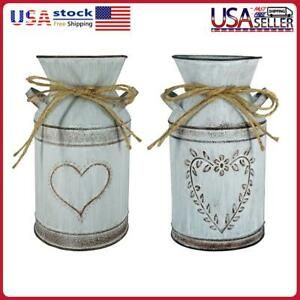 Vintage Metal Flower Vases Artificial Garden Style Flower Jug Can Bucket Holder