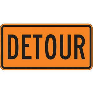 LYLE M4-8-30HA Detour Traffic Sign,15&#034; x 30&#034;