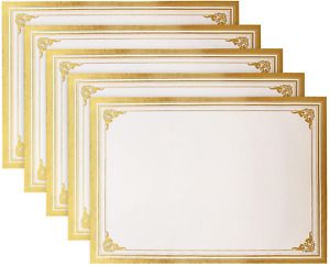 SUNEE 50 Sheets Certificate Papers - Blank Gold Foil Border, Letter Size 8.5x11