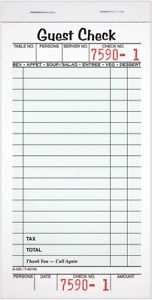 Adams Guest Check Pads, Single Part, Perforated Receipt, 1 pack, White
