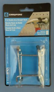 Crawford 2&#034; Double Arm Straight Pegboard Hooks 2 Package of 2.  # 18422  NEW
