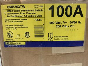 1 SQUARE D QMB 100 AMP 600 VAC FUSIBLE PANELBOARD SWITCH QMB363TW  -NEW