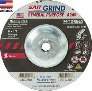 United Abrasives-SAIT 20076 A24R General Purpose/Long Life Grinding Wheel Typ...