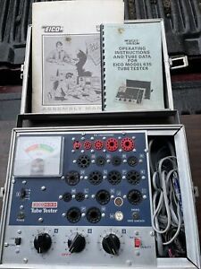VINTAGE EICO 635 Portable TUBE TESTER W/ Manual Clean Powers Up