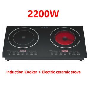 110V 220V 2200W Induction Cooktop Countertop Dual Cooker Burner Stove Hot Plate