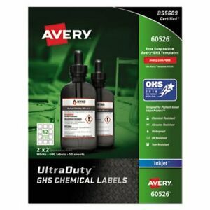 Avery 60526 UltraDuty GHS Chemical Labels, 2 x 2, 600 Labels (AVE60526)