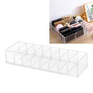 8 Slots Clear Makeup Cosmetic Display Storage Box Tabletop Desk Organizer