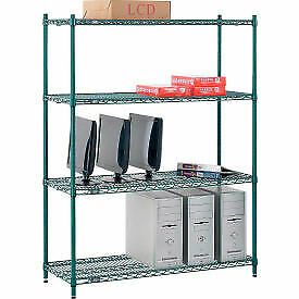 Nexel Poly-Green, 4 Tier, Wire Shelving Starter Unit, 48&#034;W x 18&#034;D x 54&#034;H