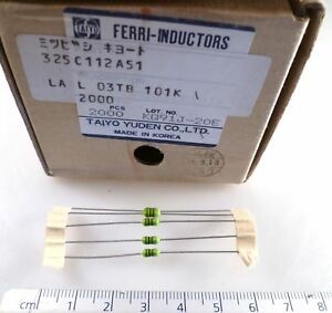 Taiyo Ferri-Inductors 100uH LAL03TB101K 90mA 7 Ohm 10% Axial 10 Pieces OL0249A