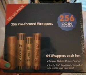 2 boxes - Pre-formed Coin Wrappers - 256 Value Pack - P/N/D/Q  NEW