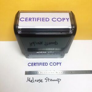 Certified Copy Rubber Stamp Purple Ink Self Inking Ideal 4913