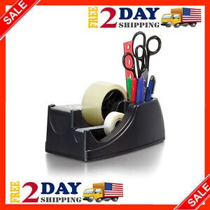 Officemate Heavy Duty Weighted 2-in-1 Tape Dispenser, Recycled,Black 96660