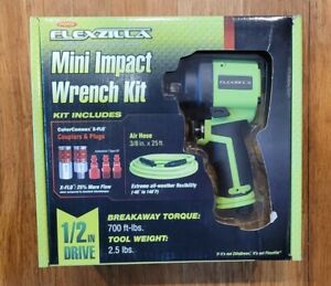 FLEXZILLA 1/2&#034; Drive Mini Air Impact Wrench Kit 700 Ft Lbs 9500 RPM Accessories