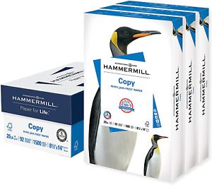 Hammermill Printer Paper 8.5 x 14 Copy Paper 3 Ream (1,500 Sheets)  92 Bright