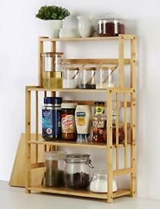 Bamboo Spice Rack Storage Shelves-XL 4 tier Standing pantry Shelf for kitchen...