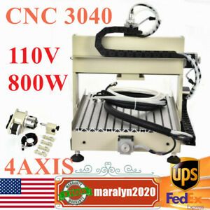 4 Axis 3040 CNC Router Engraver Engraving Mill Machine Metal Cutter 800W US New