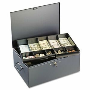Cash Box, 10-Comp, 6-1/8&#034;x15-3/8&#034;x11-1/8&#034;, Gray MMF221F15TGRA
