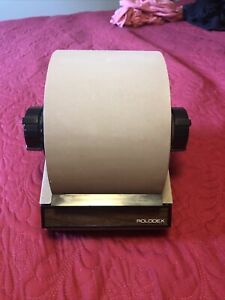 Vintage Tan Metal Rolodex Model 22540 w/ A-Z tabs &amp; Sleeves/Cards No Key Used