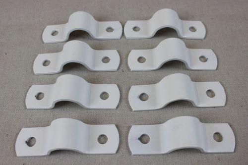 Lot of 8 ~2 hole piple clamp strap~12 gauge powder coat white for 3/4&#034; dia. pipe for sale