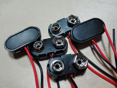 5.. high quality t 9v 9 volt battery clip connector snap on plug wire lead cord for sale