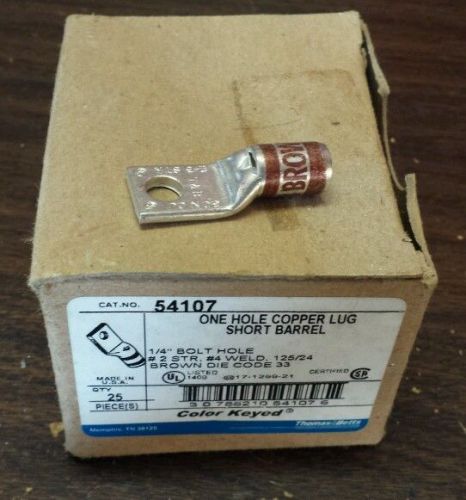 *new* thomas &amp; betts  54107  copper lug short barrel   brown die 33  (box of 25) for sale