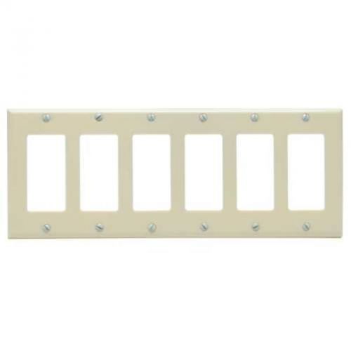 Deco Wall Plate 6-Gang Ivory 602539 National Brand Alternative 602539