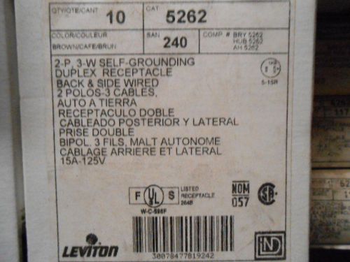 Leviton 5262 5-15R Duplex Receptacle Industrial - BROWN
