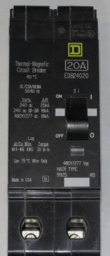 Circuit breaker sq d edb24020 480/277v 20a 2 pole 50/60hz for sale