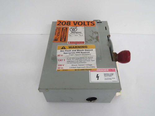 Westinghouse hun321 30a amp 240v-ac 3p non-fusible disconnect switch b436908 for sale